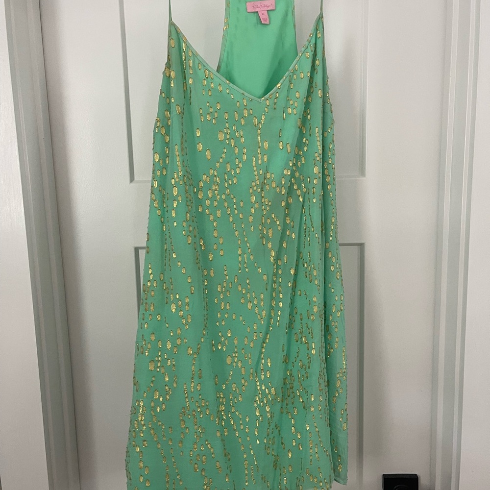 Lilly Pulitzer Aqua Dress with Gold Dots